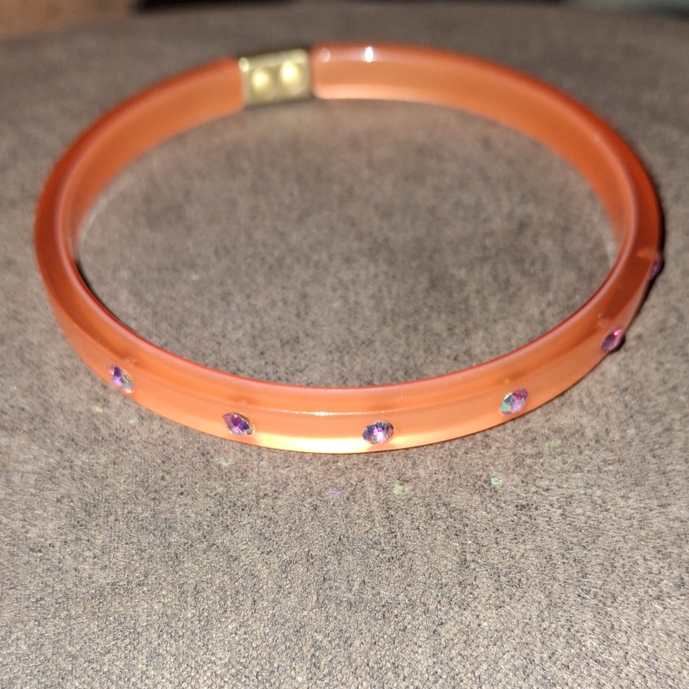 J Crew Lucite & Rhinestone Designer Bangle Stackable Bracelet - Picture 9 of 9